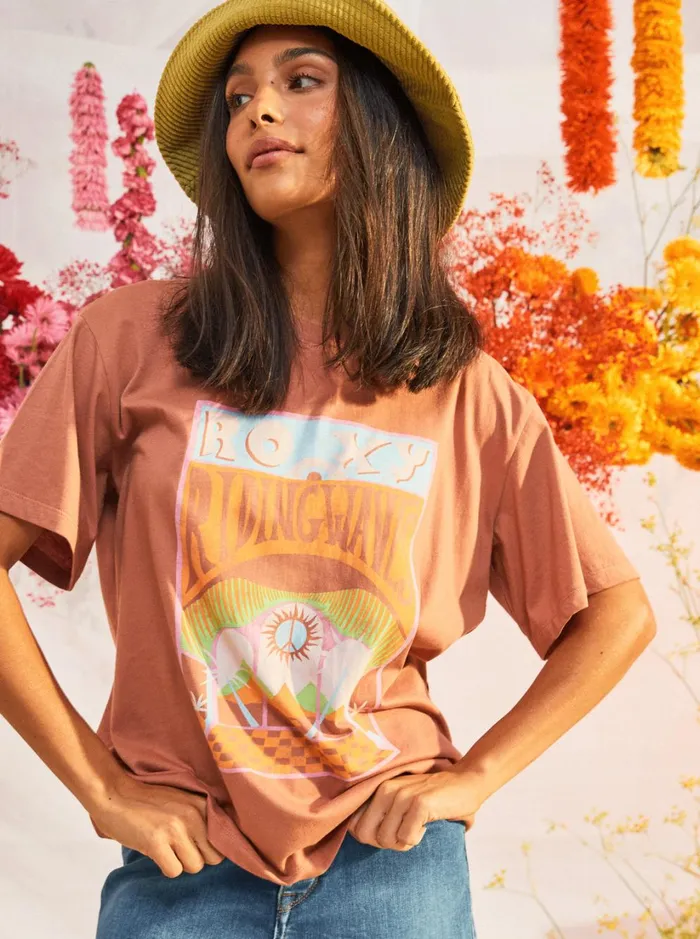 Roxy Tees and Tanks Girl Need Love B Oversized TShirt Cedar Wood 8211 Women