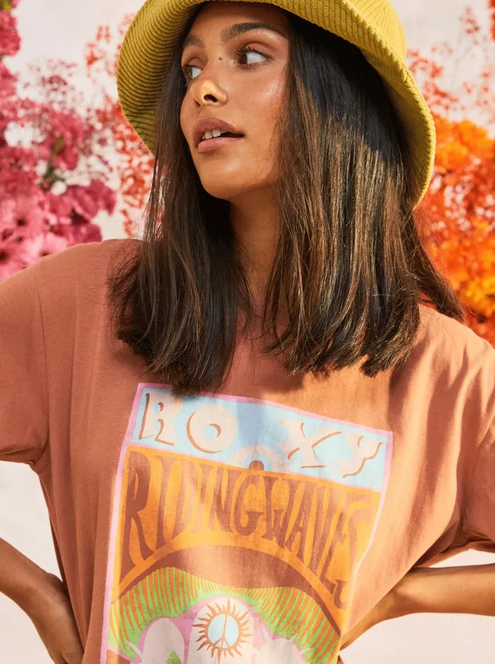 Roxy Tees and Tanks Girl Need Love B Oversized TShirt Cedar Wood 8211 Women