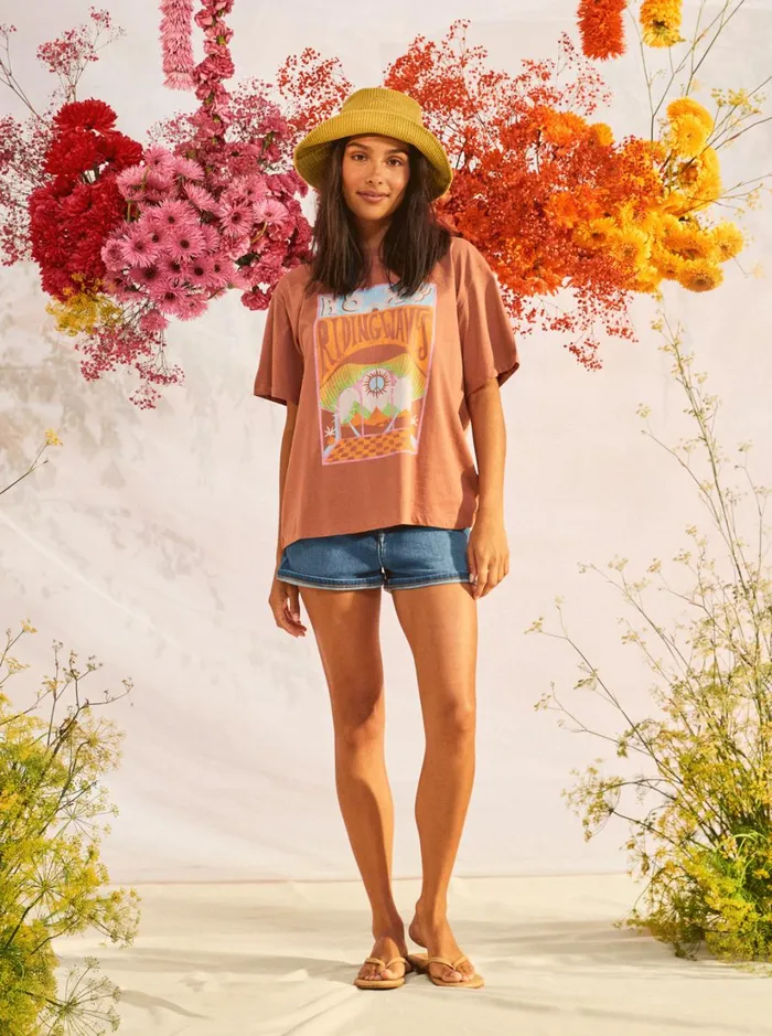 Roxy Tees and Tanks Girl Need Love B Oversized TShirt Cedar Wood 8211 Women