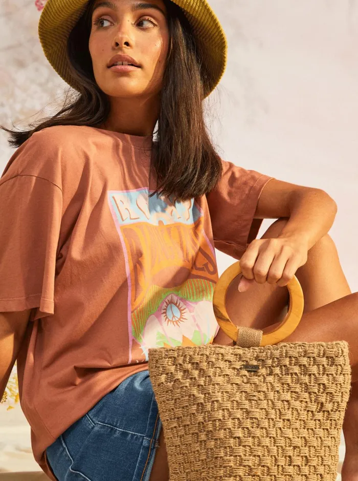 Roxy Tees and Tanks Girl Need Love B Oversized TShirt Cedar Wood 8211 Women