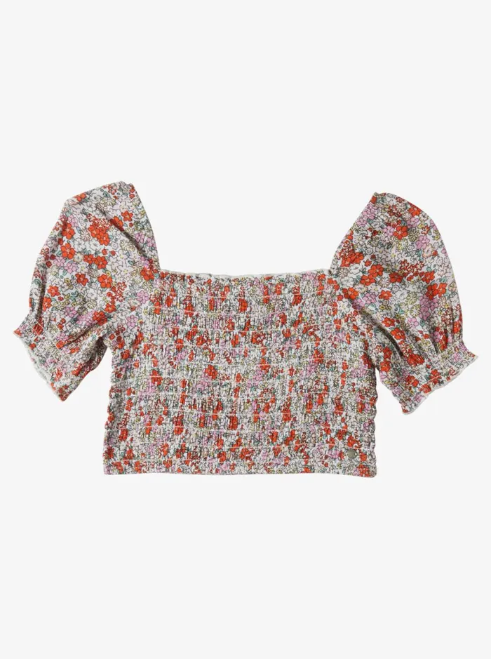 Roxy Tees and Tanks Girls039 416 Sunday Night Sessions Shirred Top Tiger Lily Autumn Ditsy 8211 Women