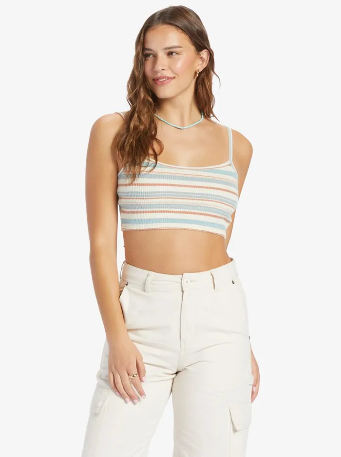 Roxy Tops Best Time Of Day Stripe Cozy Knit Camisole Snow White Shoreside Stripe 8211 Women Roxy Tops Best Time Of Day Stripe Cozy Knit Camisole Snow White Shoreside Stripe 8211 Women