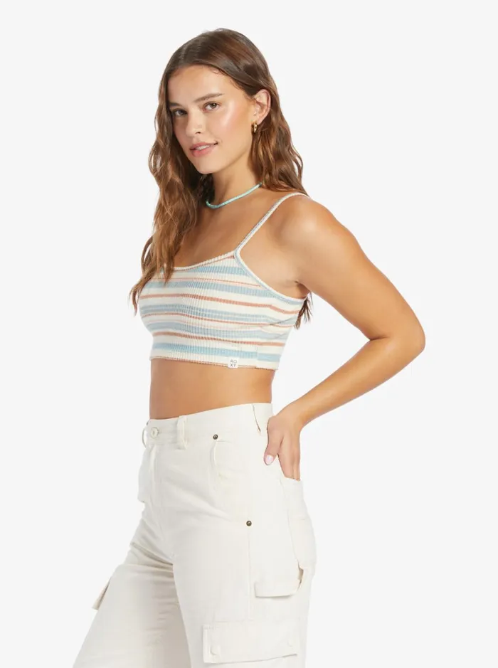 Roxy Tops Best Time Of Day Stripe Cozy Knit Camisole Snow White Shoreside Stripe 8211 Women