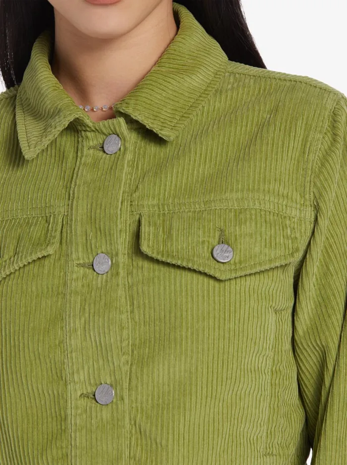 Roxy Tops Chloe Kim Cropped Corduroy Jacket Woven Shirt Iguana 8211 Women