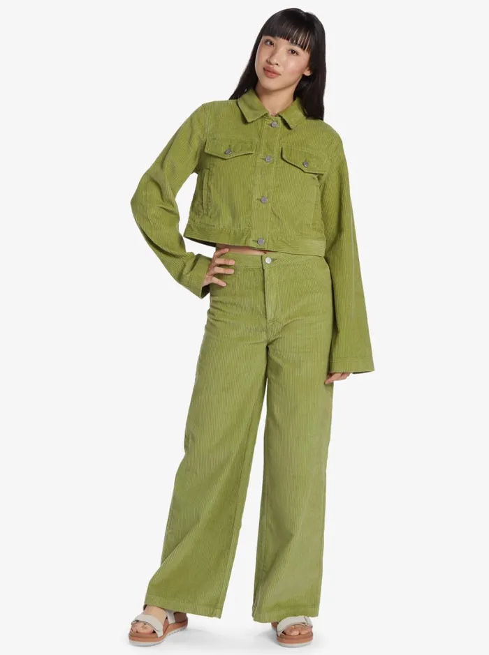 Roxy Tops Chloe Kim Cropped Corduroy Jacket Woven Shirt Iguana 8211 Women