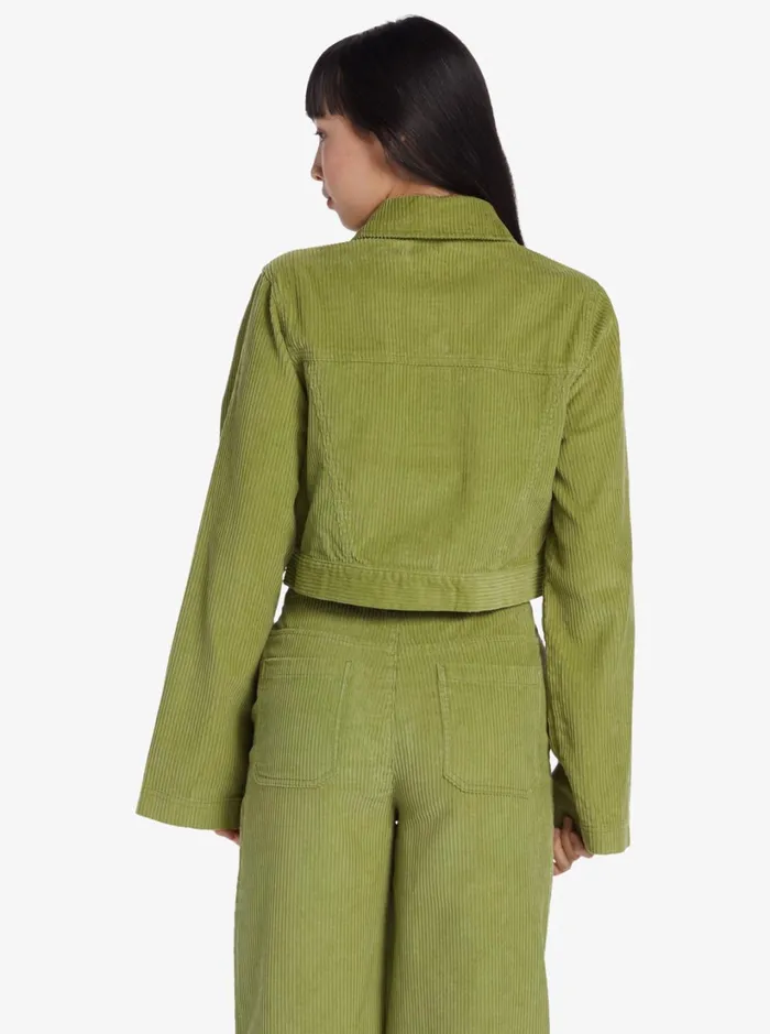 Roxy Tops Chloe Kim Cropped Corduroy Jacket Woven Shirt Iguana 8211 Women