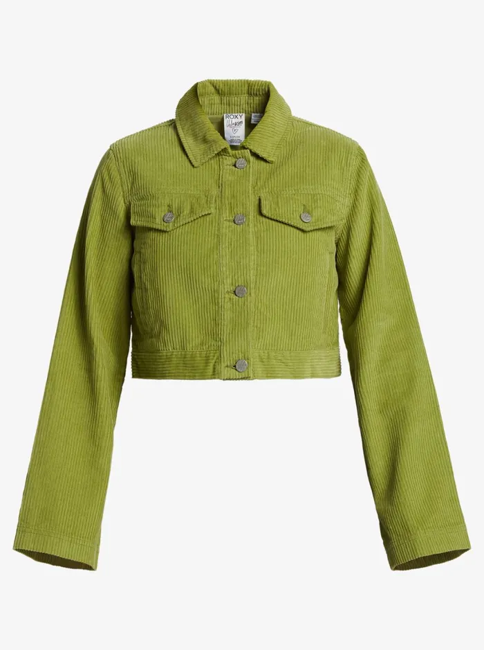 Roxy Tops Chloe Kim Cropped Corduroy Jacket Woven Shirt Iguana 8211 Women