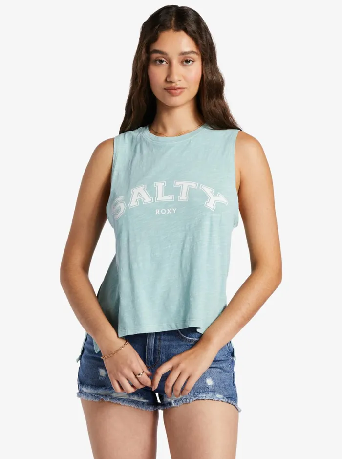 Roxy Tops Salty Sleeveless Muscle TShirt Blue Surf 8211 Women