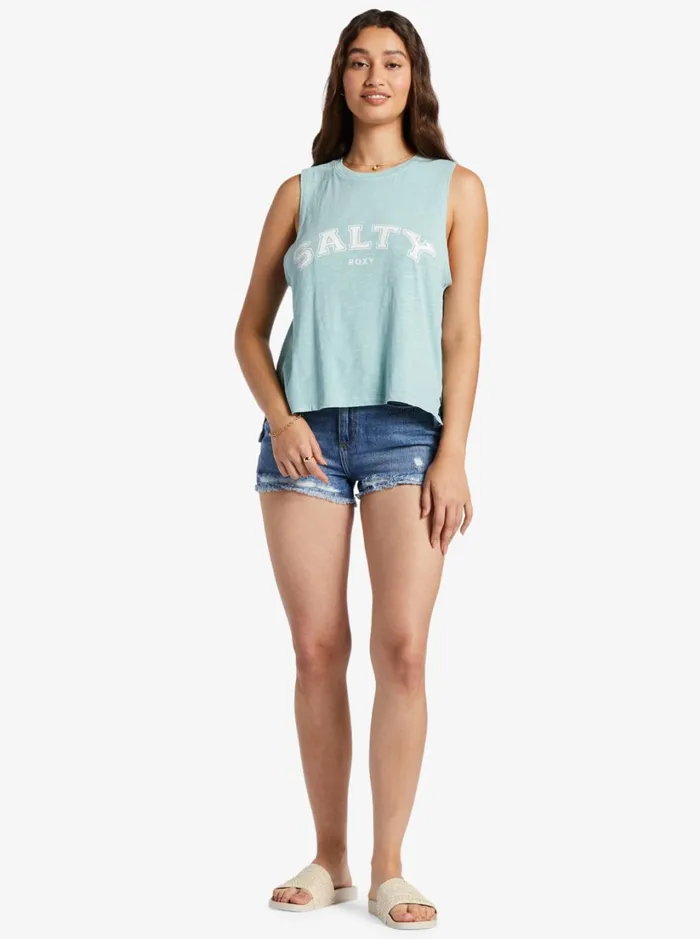 Roxy Tops Salty Sleeveless Muscle TShirt Blue Surf 8211 Women
