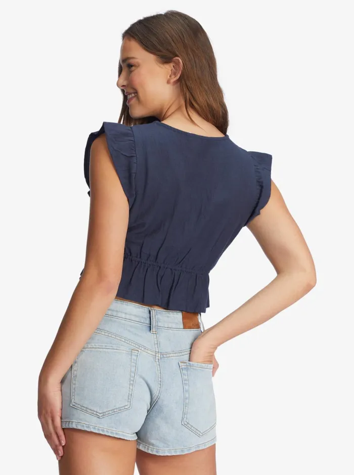 Roxy Tops Sweetest Love Short Sleeve Crop Top Mood Indigo 8211 Women
