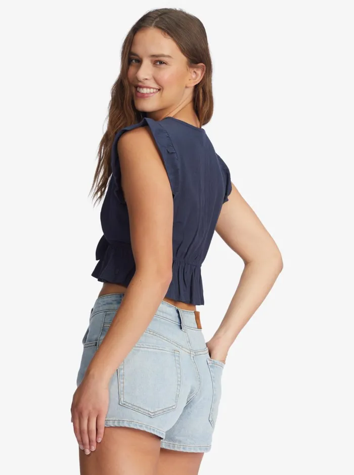 Roxy Tops Sweetest Love Short Sleeve Crop Top Mood Indigo 8211 Women