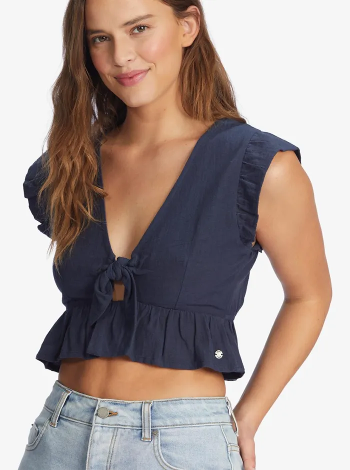 Roxy Tops Sweetest Love Short Sleeve Crop Top Mood Indigo 8211 Women
