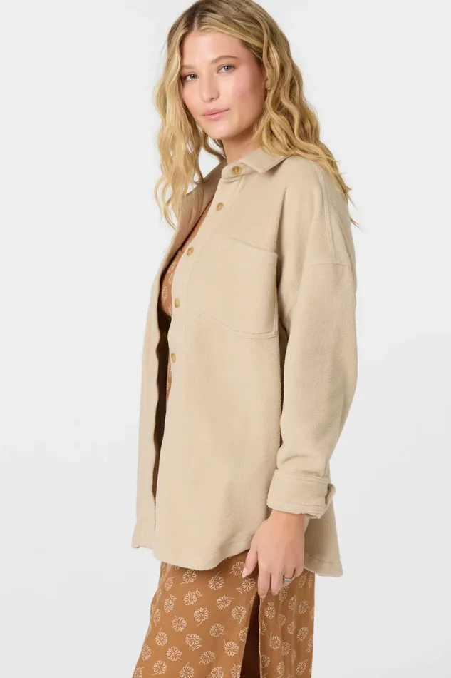 RUNE SOLID SUPERFLEECE OVERSIZED FIT SHACKET Cement Women O039NEILL Clothing