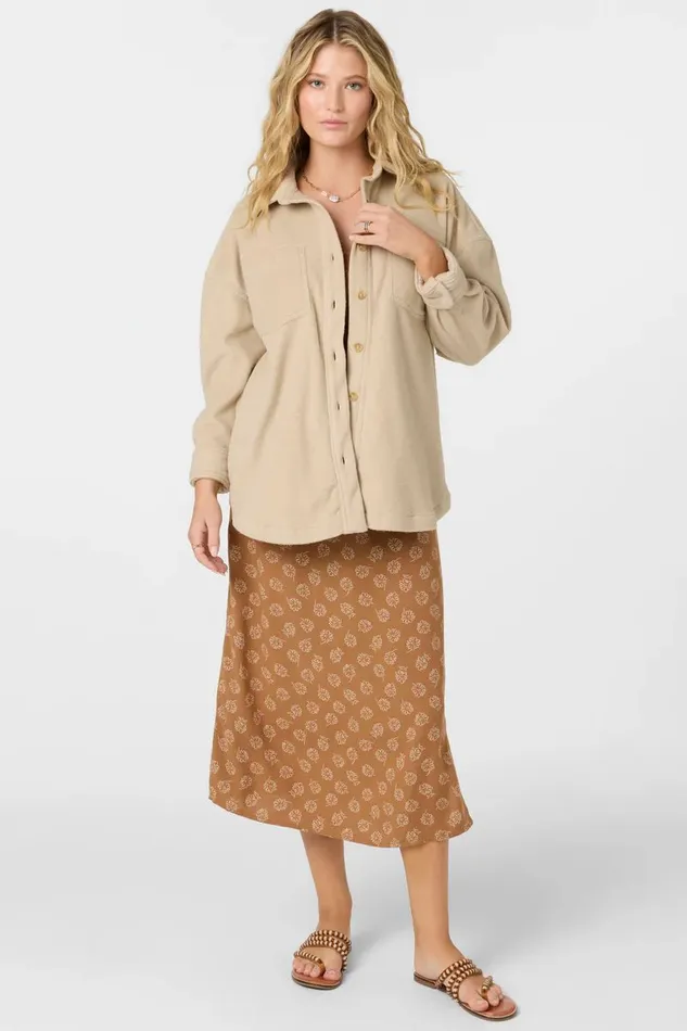 RUNE SOLID SUPERFLEECE OVERSIZED FIT SHACKET Cement Women O039NEILL Clothing