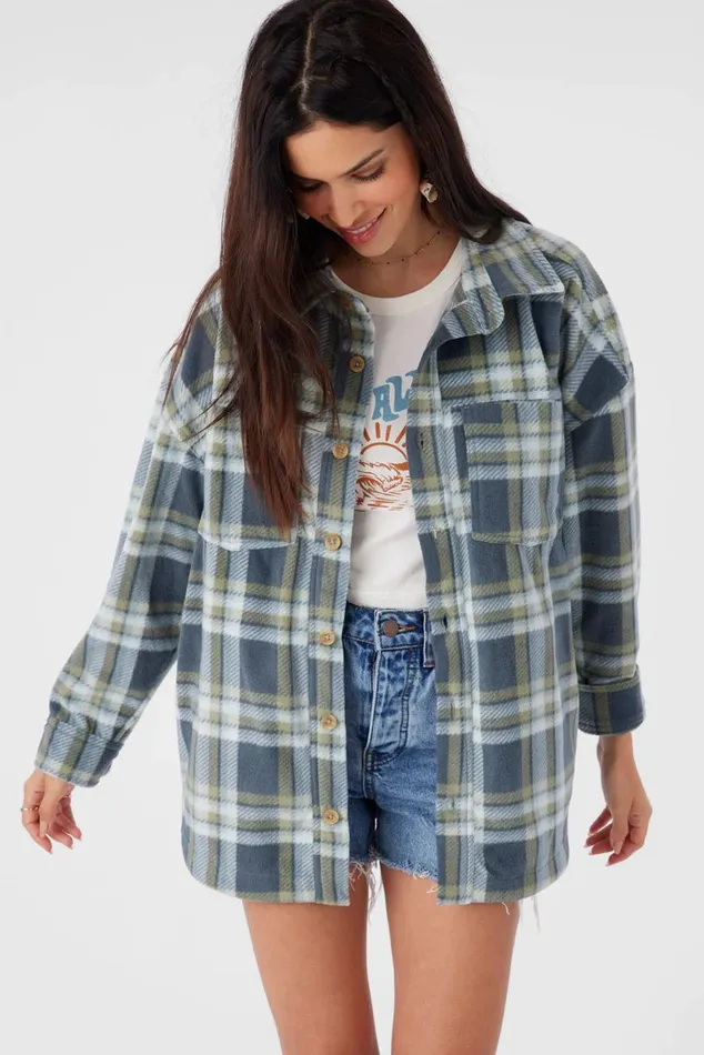 RUNE SUPERFLEECE OVERSIZED FIT SHACKET Silver Blue Women O039NEILL Clothing