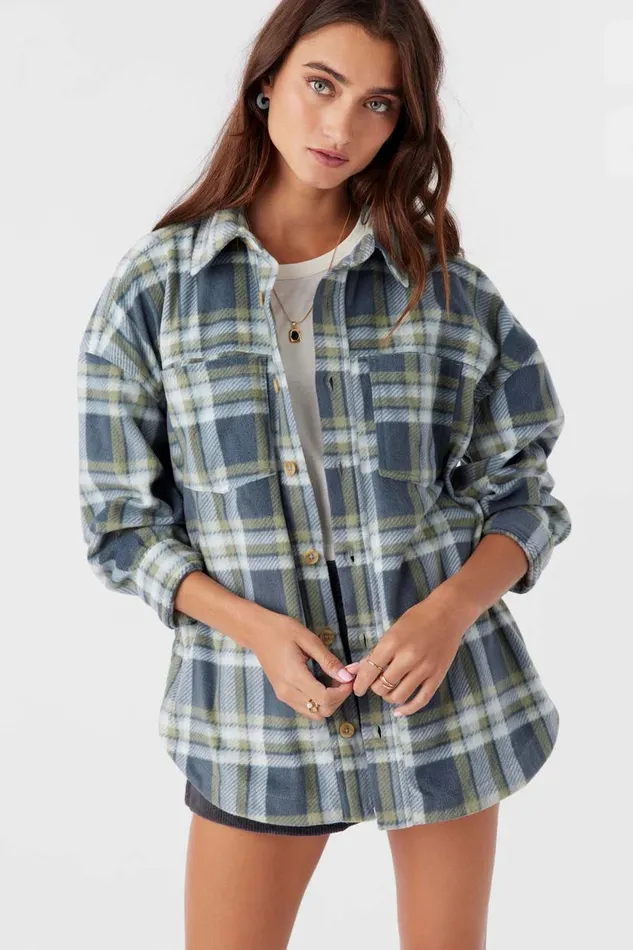 RUNE SUPERFLEECE OVERSIZED FIT SHACKET Silver Blue Women O039NEILL Clothing