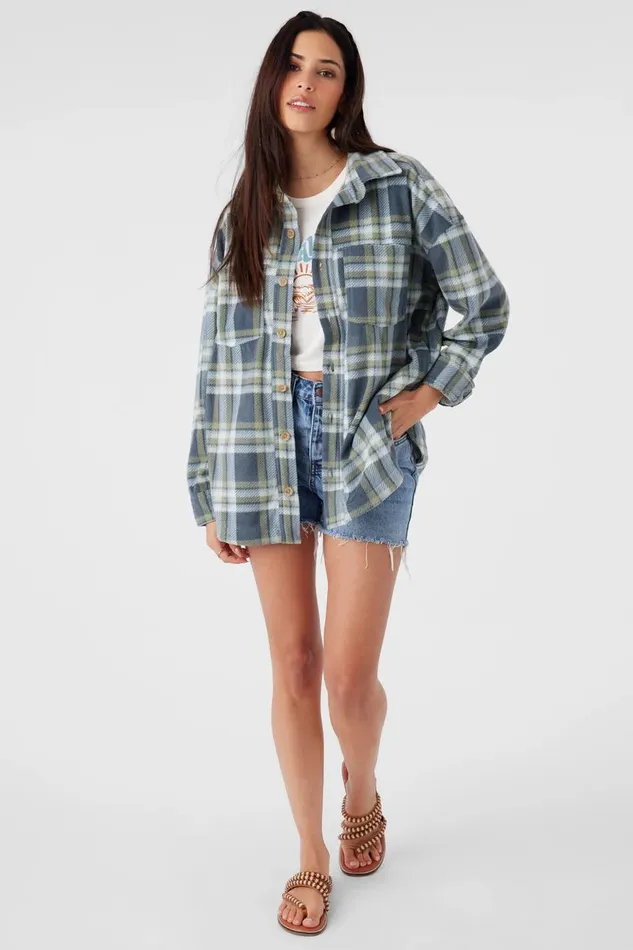 RUNE SUPERFLEECE OVERSIZED FIT SHACKET Silver Blue Women O039NEILL Clothing