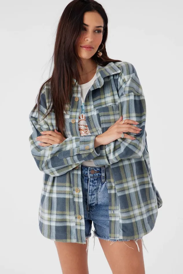RUNE SUPERFLEECE OVERSIZED FIT SHACKET Silver Blue Women O039NEILL Clothing