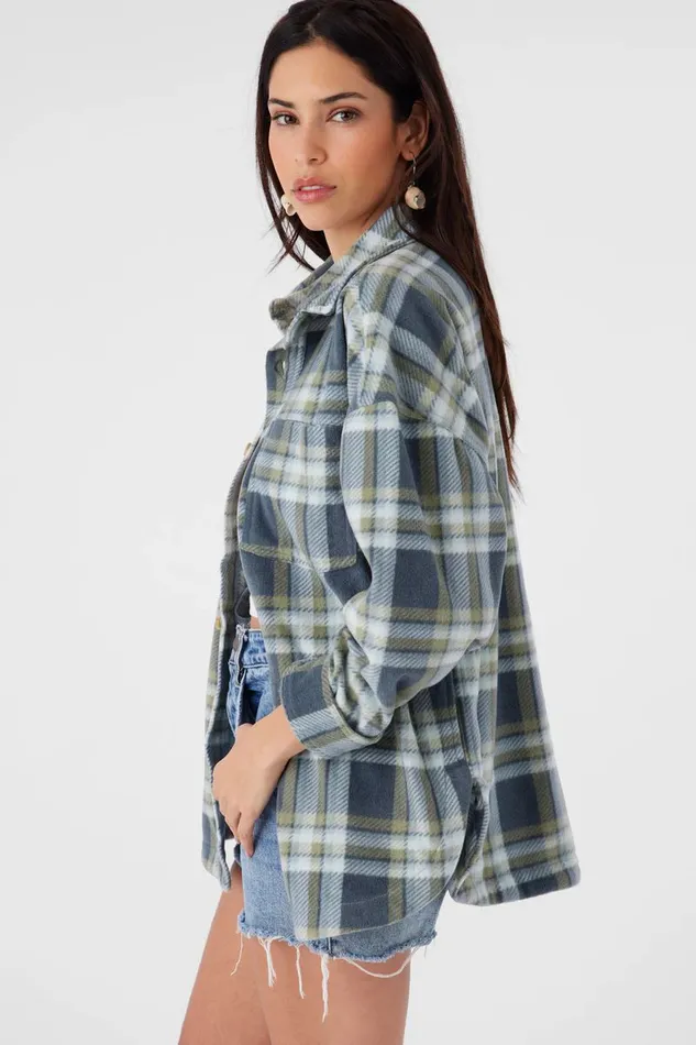 RUNE SUPERFLEECE OVERSIZED FIT SHACKET Silver Blue Women O039NEILL Clothing