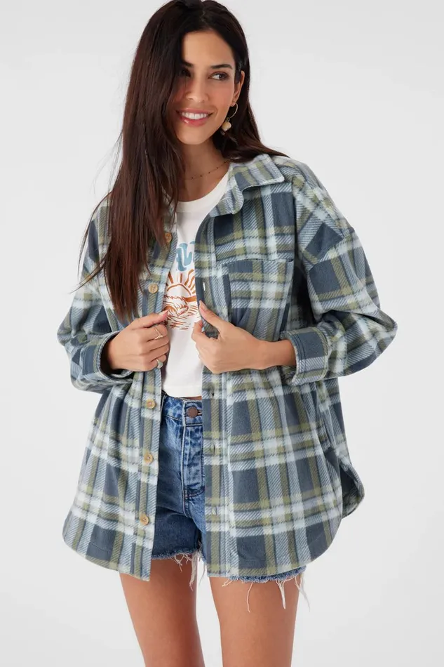 RUNE SUPERFLEECE OVERSIZED FIT SHACKET Silver Blue Women O039NEILL Clothing