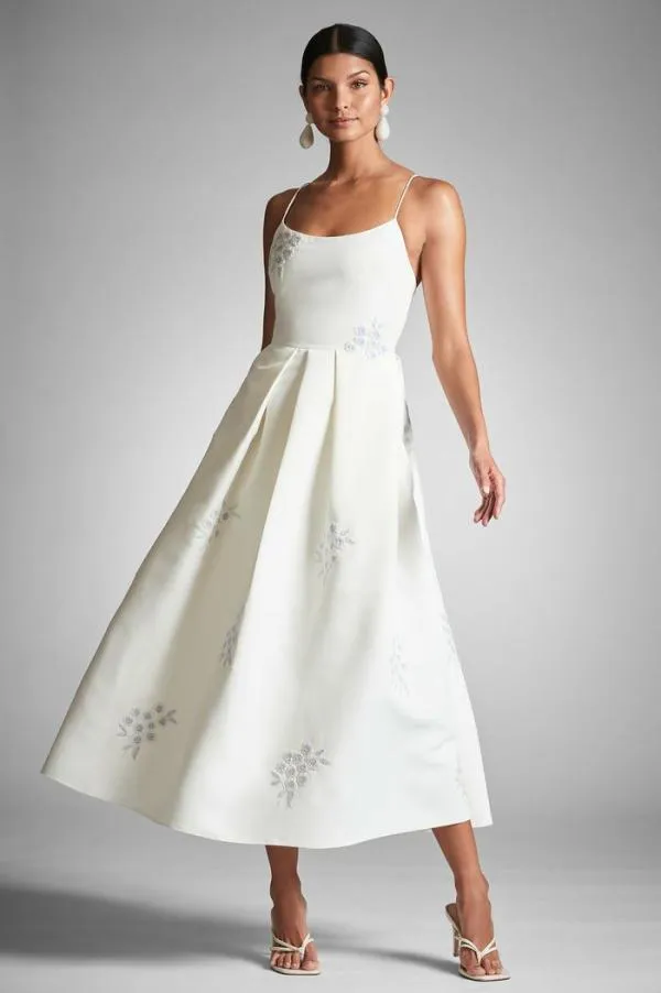 Sachin and Babi Audra Dress 8211 IvoryEmbroidered Floral Ivoryembroidered Floral Women Midi