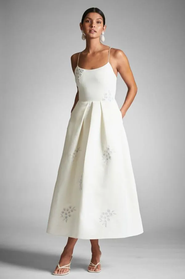 Sachin and Babi Audra Dress 8211 IvoryEmbroidered Floral Ivoryembroidered Floral Women Midi