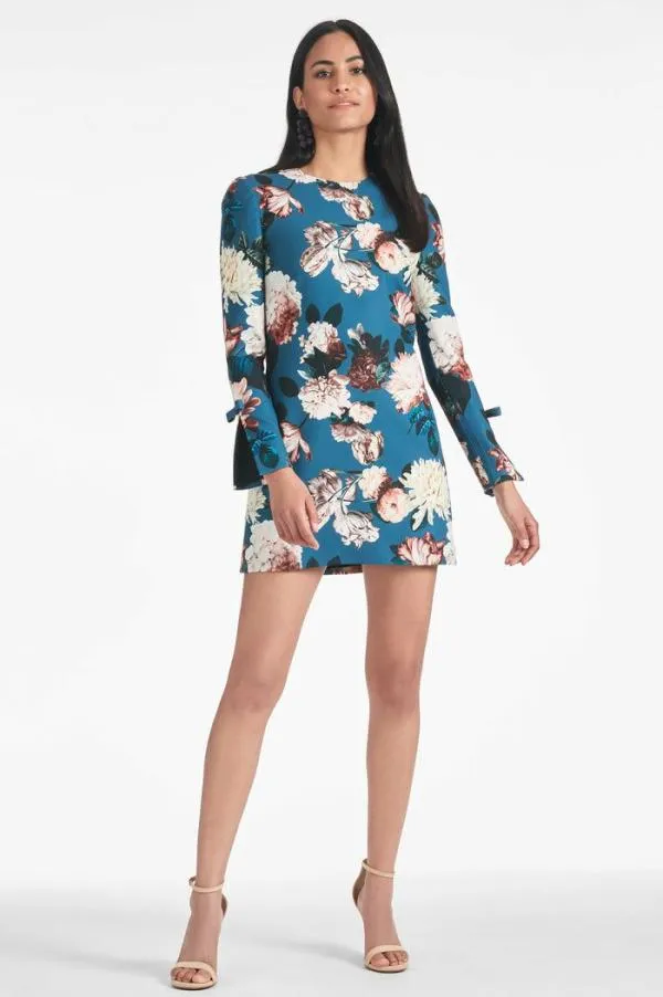 Sachin and Babi Lily Dress 8211 Teal Garden Crepe Mini Dress Teal Garden Women Open Back