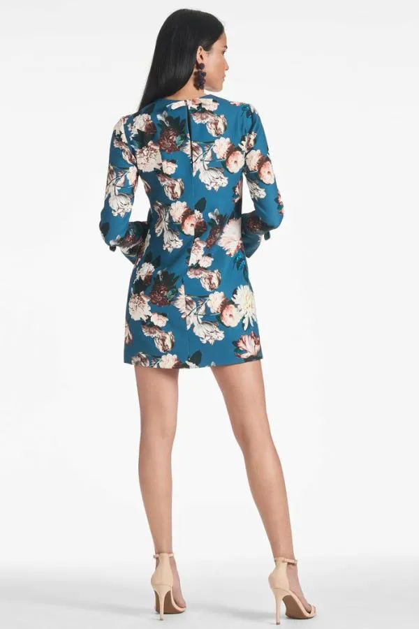Sachin and Babi Lily Dress 8211 Teal Garden Crepe Mini Dress Teal Garden Women Open Back