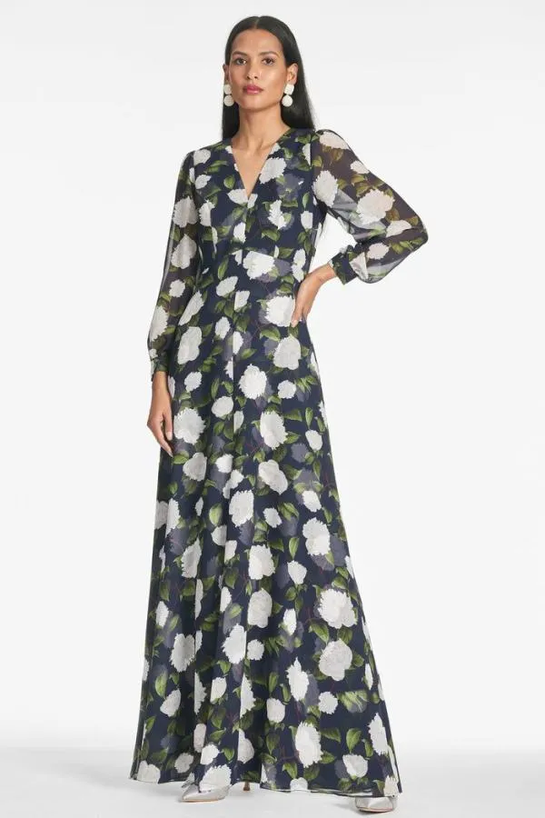 Sachin and Babi Penny Gown 8211 NavyIvory Moonlit Garden Navyivory Moonlit Garden Women Plus Sizes