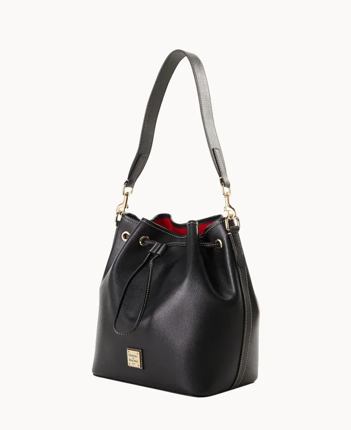 Saffiano Drawstring Black Woman Dooney and Bourke Shoulder Bags Saffiano Drawstring Black Woman Dooney and Bourke Shoulder Bags