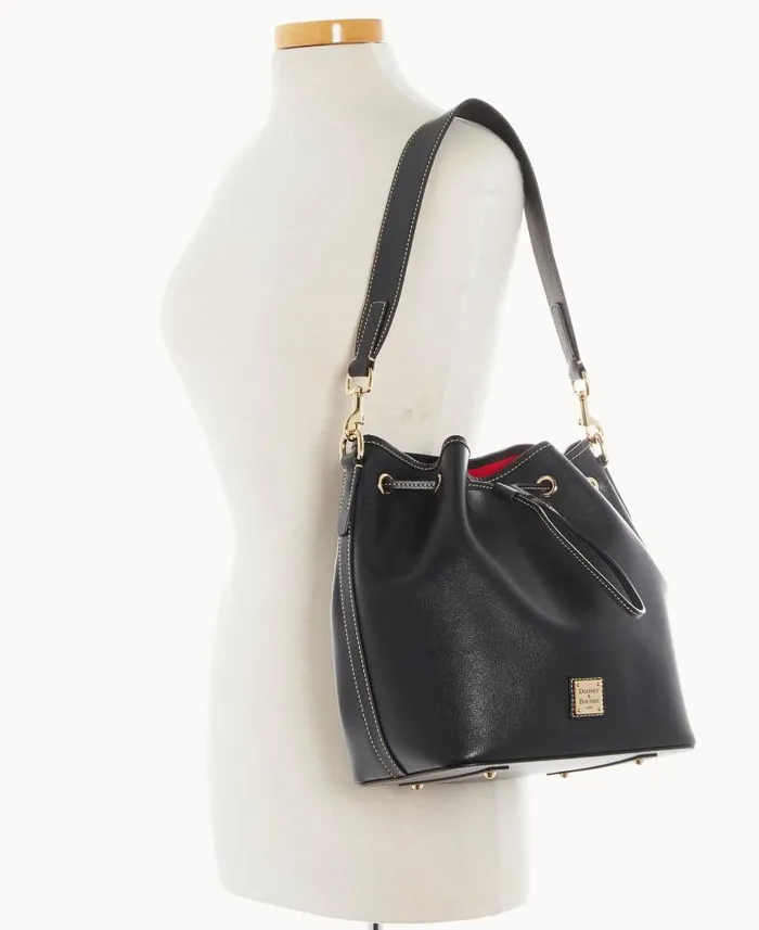 Saffiano Drawstring Black Woman Dooney and Bourke Shoulder Bags Saffiano Drawstring Black Woman Dooney and Bourke Shoulder Bags