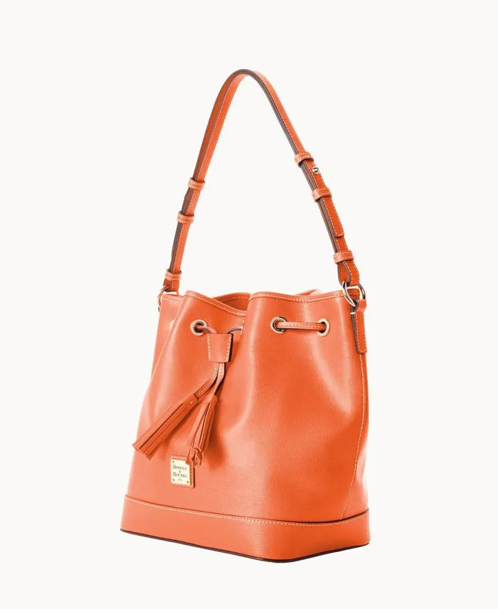 Saffiano Drawstring Coral Woman Dooney and Bourke Shoulder Bags Saffiano Drawstring Coral Woman Dooney and Bourke Shoulder Bags