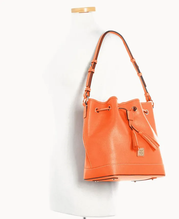 Saffiano Drawstring Coral Woman Dooney and Bourke Shoulder Bags Saffiano Drawstring Coral Woman Dooney and Bourke Shoulder Bags