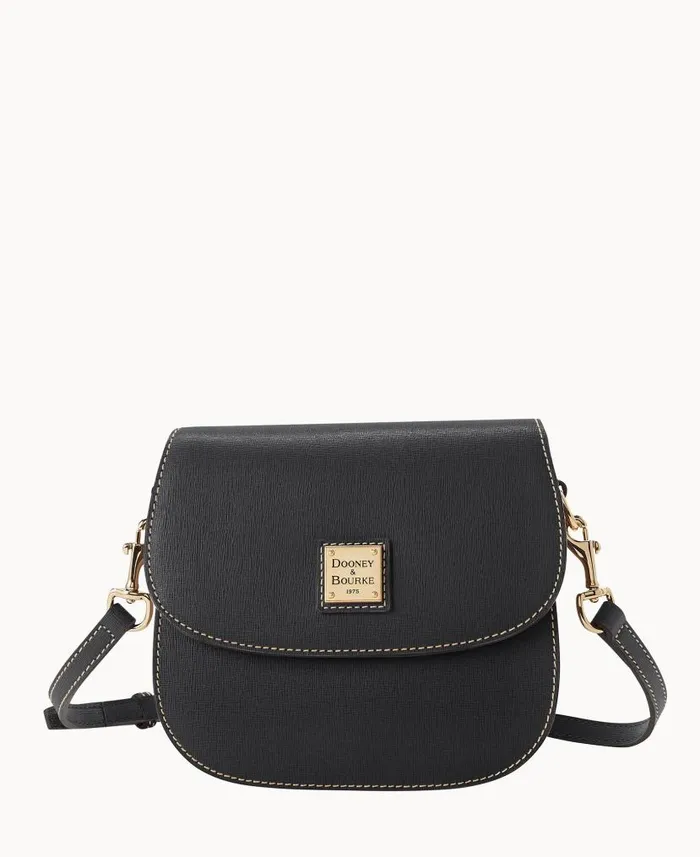 Saffiano Saddle Bag Black Woman Dooney and Bourke Crossbodies