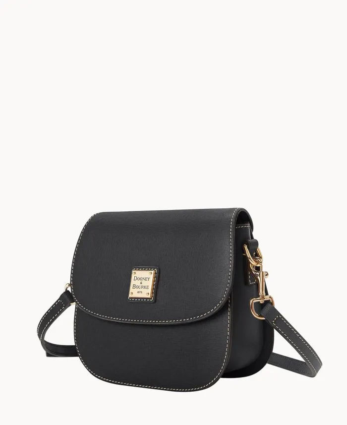 Saffiano Saddle Bag Black Woman Dooney and Bourke Crossbodies Saffiano Saddle Bag Black Woman Dooney and Bourke Crossbodies