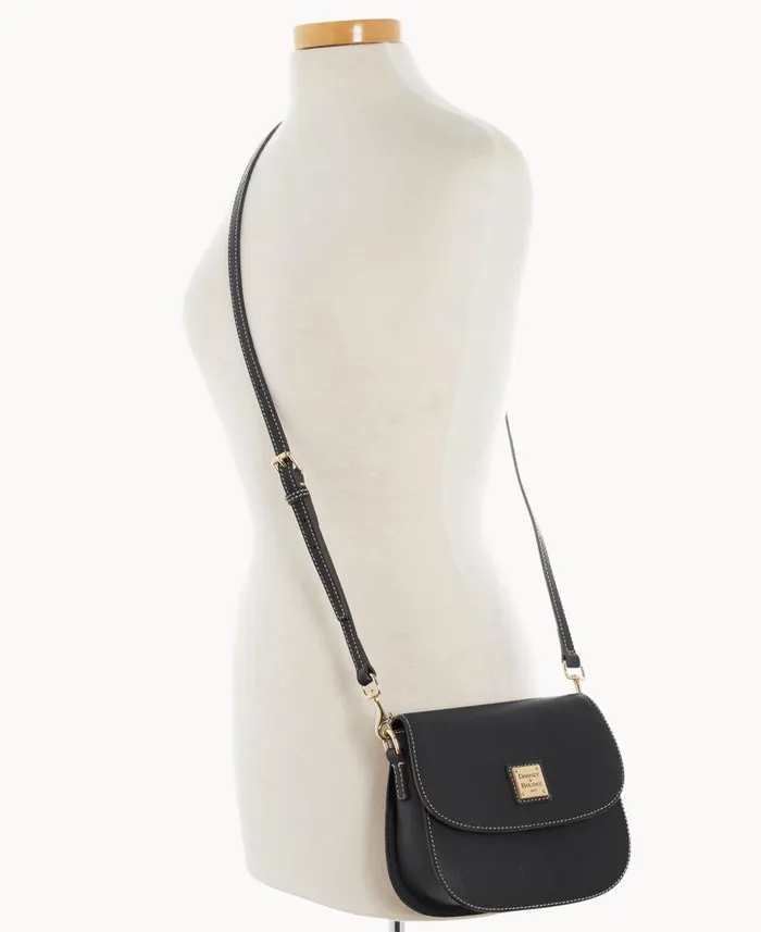 Saffiano Saddle Bag Black Woman Dooney and Bourke Crossbodies Saffiano Saddle Bag Black Woman Dooney and Bourke Crossbodies