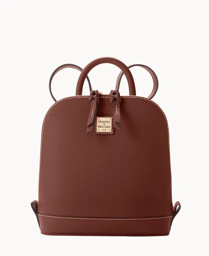 Saffiano Small Zip Pod Backpack Amber Woman Dooney and Bourke Backpacks