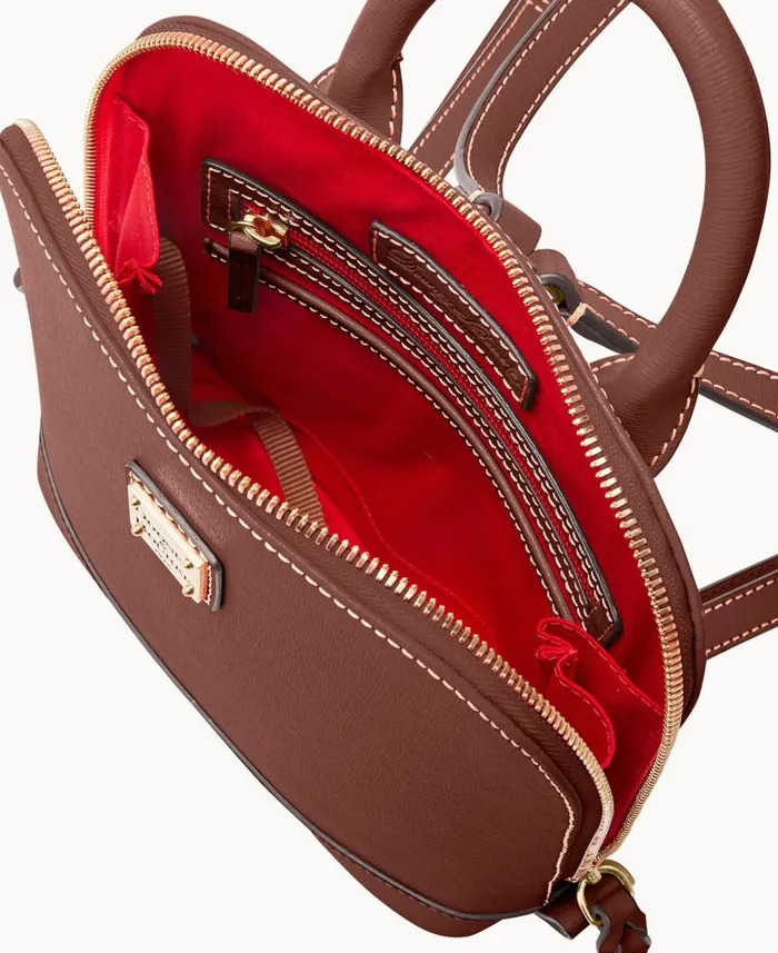 Saffiano Small Zip Pod Backpack Amber Woman Dooney and Bourke Backpacks Saffiano Small Zip Pod Backpack Amber Woman Dooney and Bourke Backpacks