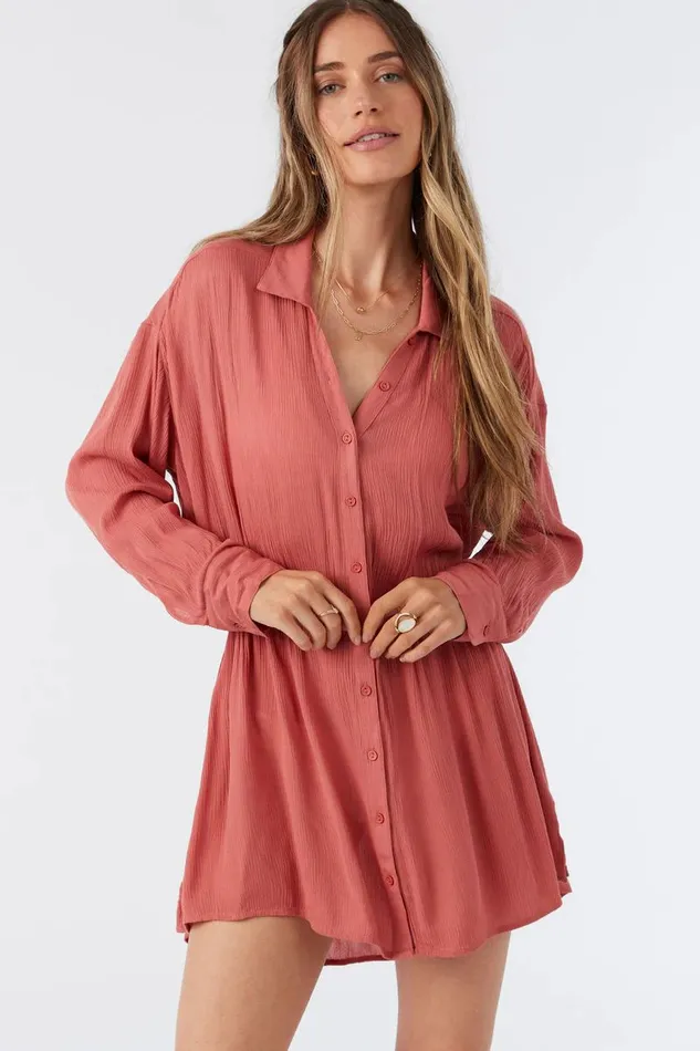 SALTWATER SOLIDS CAMI SWIM COVERUP Dusty Cedar Women O039NEILL Sale