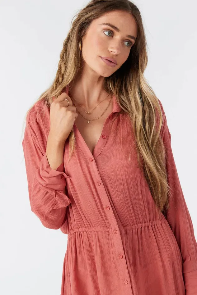 SALTWATER SOLIDS CAMI SWIM COVERUP Dusty Cedar Women O039NEILL Sale