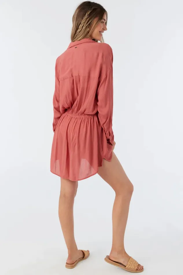 SALTWATER SOLIDS CAMI SWIM COVERUP Dusty Cedar Women O039NEILL Sale