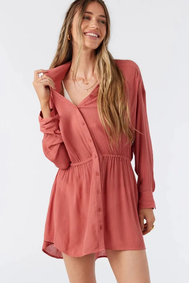 SALTWATER SOLIDS CAMI SWIM COVERUP Dusty Cedar Women O039NEILL Sale