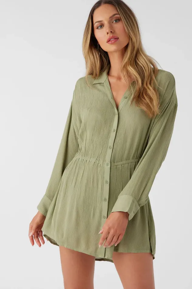 SALTWATER SOLIDS CAMI SWIM COVERUP Oil Green Women O039NEILL Swim