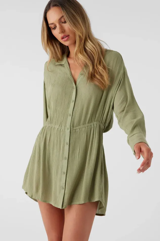 SALTWATER SOLIDS CAMI SWIM COVERUP Oil Green Women O039NEILL Swim