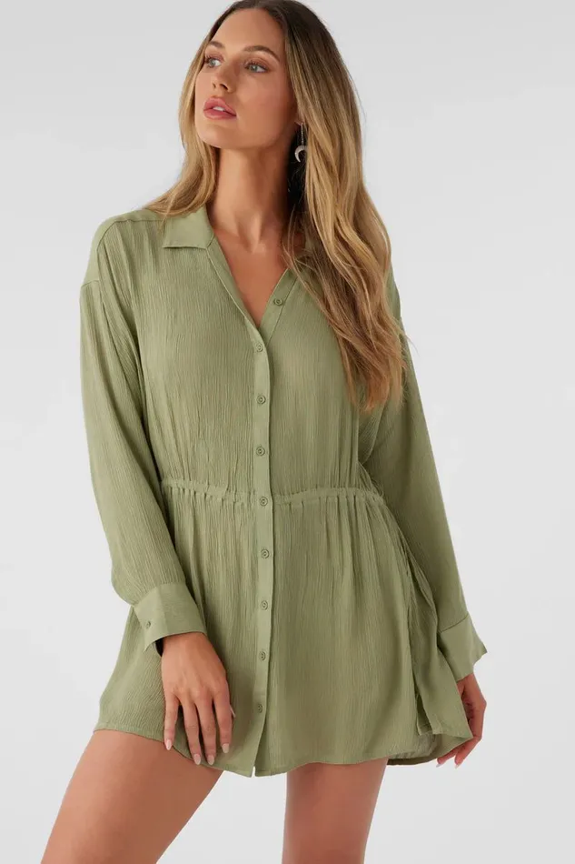 SALTWATER SOLIDS CAMI SWIM COVERUP Oil Green Women O039NEILL Swim