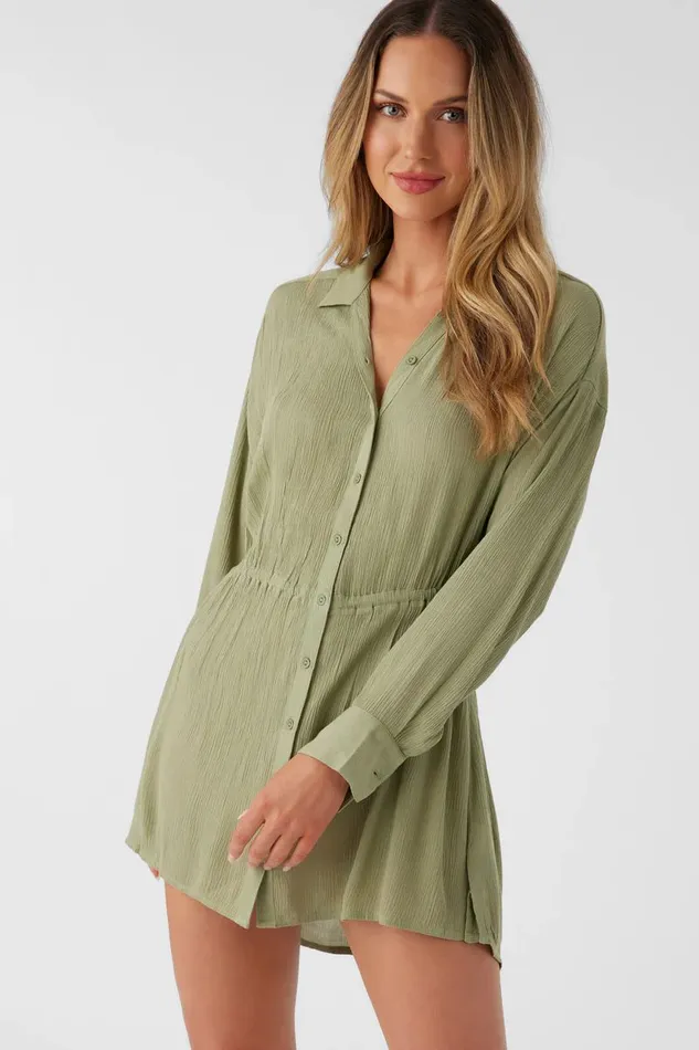 SALTWATER SOLIDS CAMI SWIM COVERUP Oil Green Women O039NEILL Swim