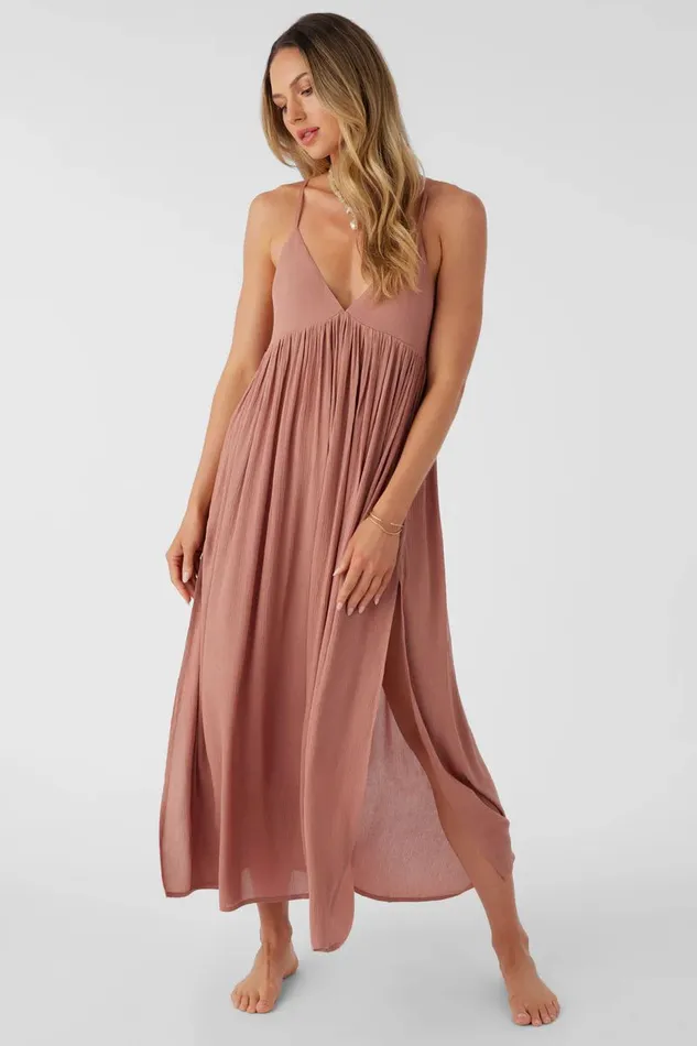 SALTWATER SOLIDS MEL MAXI SWIM COVERUP Burlwood Women O039NEILL Swim