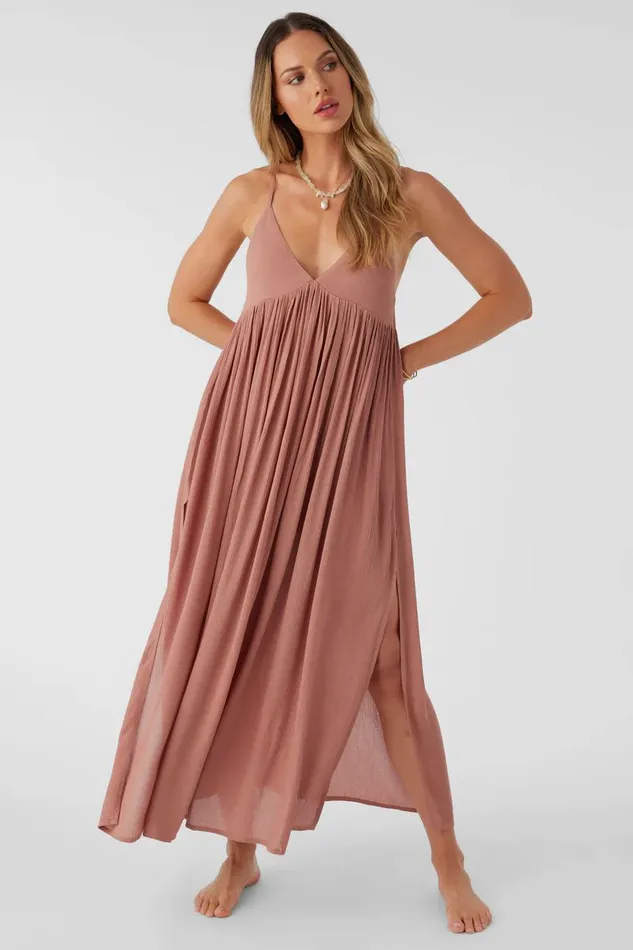 SALTWATER SOLIDS MEL MAXI SWIM COVERUP Burlwood Women O039NEILL Swim