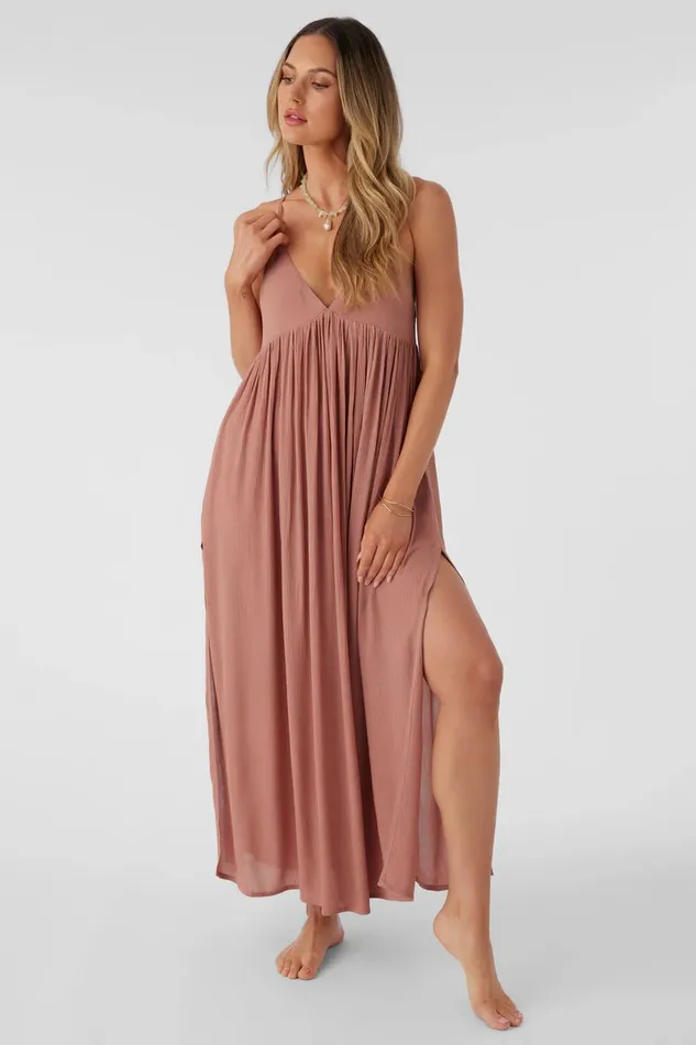 SALTWATER SOLIDS MEL MAXI SWIM COVERUP Burlwood Women O039NEILL Swim