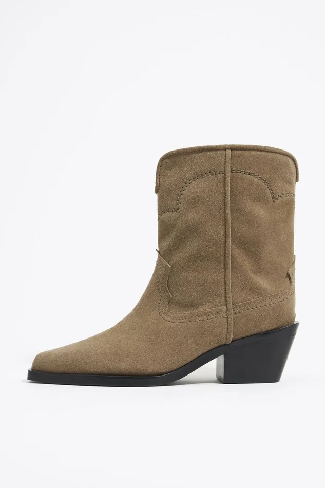 Sand Split Leather Cowboy Ankle Boot Sand Women Bimba Y Lola Ankle Boots And Boots